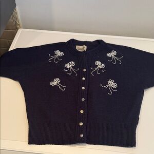 Vintage Koldin (1950’s) Navy Blue Beaded Women's Sweater